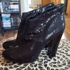 Nine West Sequin Black Ankle Boots